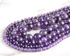 Natural Stone Beads Amethyst Round Genuine Stone Beading Loose Gemstone Hole Size 1mm DIY Charm Smooth Beads for Bracelets Necklaces Earrings 6mm 200pcs (Amethyst 6mm)