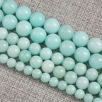 120PCS 6MM Natural Stone Amazonite Chalcedony Loose Beads for Jewelry Making DIY Bracelet Necklace 2 Strands