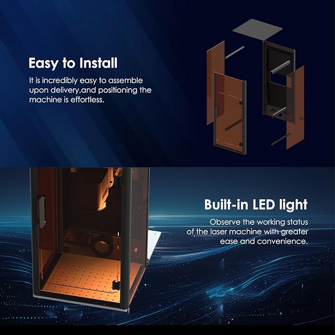 Cloudray Protective Cover Fiber Laser Enclosure 15.2"W x 29.6"H, Compatible with 500mm Lift Column Table, Safety Cover for Laser Engraver Cutter Machine