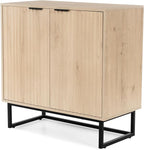 Fluted Storage Cabinet Set of 2,Sideboard Buffet Cabinet with Adjustable Shelves,Multifunctional Console Table with Storage Credenza Accent Cabinet for Living Room, Dining Room, Light Oak