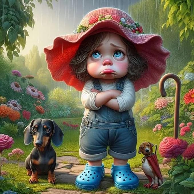 GUMITOON Rainy Day Diamond Painting Kits for Adults, 5D Diamond Art Painting by Numbers Kits, DIY Diamond Dots Art Kits, Full Round Drill Diamond Art Kits for Adults for Home Wall Decor, 13.8x13.8 in