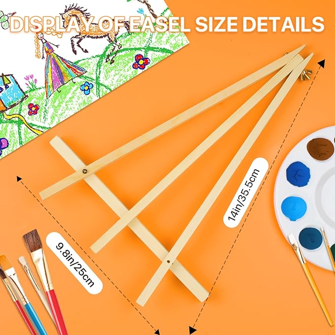 8 Pack 14 Inch Wood Easels, Tabletop Easels, Easel Stand for Painting, Tripod Painting Easels for Art & Crafts, Portable Canvas Holders