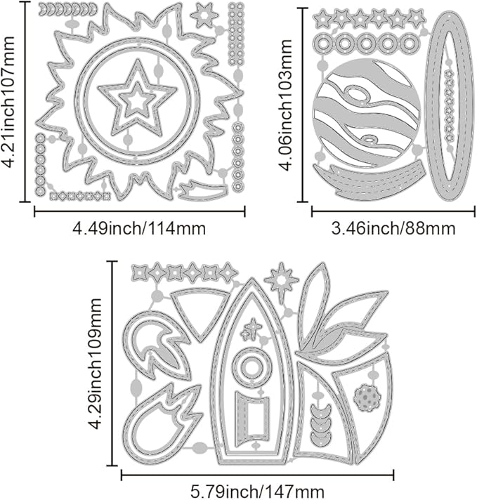 GLOBLELAND Rocket and Stars Shaker Cutting Dies for Card Making Sun and Planet Shaker Cut Die for DIY Scrapbooking Journal Embossing Paper Craft Decor