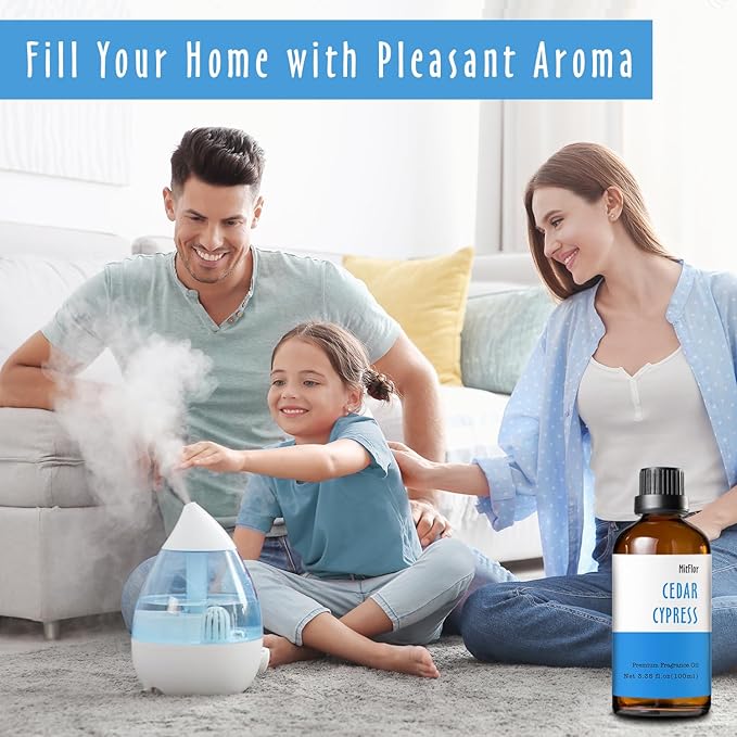 Cedar Cypress Fragrance Oil (3.38 OZ/100ML), MitFlor Single Essential Diffuser Oil, Premium Grade Fragrance Oil for Soap & Candle Making, Large Size Aromatherapy Oil, Woody Scent for Home Fragrance