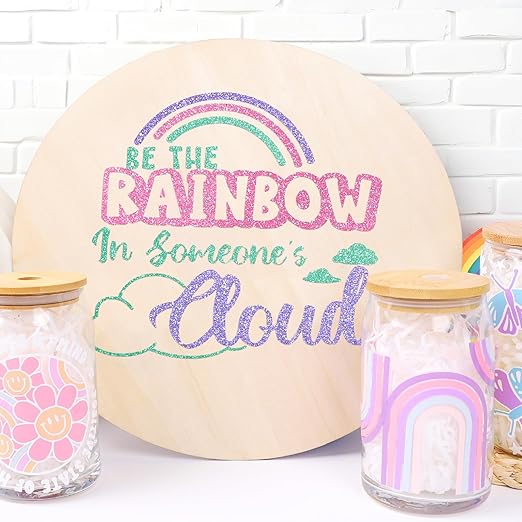 TECKWRAP Glitter Adhesive Vinyl, 12" x 12" 9 Glitter Colors with 1 High Tack Transfer Tape, Permanent Craft Vinyl for Scrap-Booking, Decals, DIY Projects, Home Decor, DIY Project Party Decoration