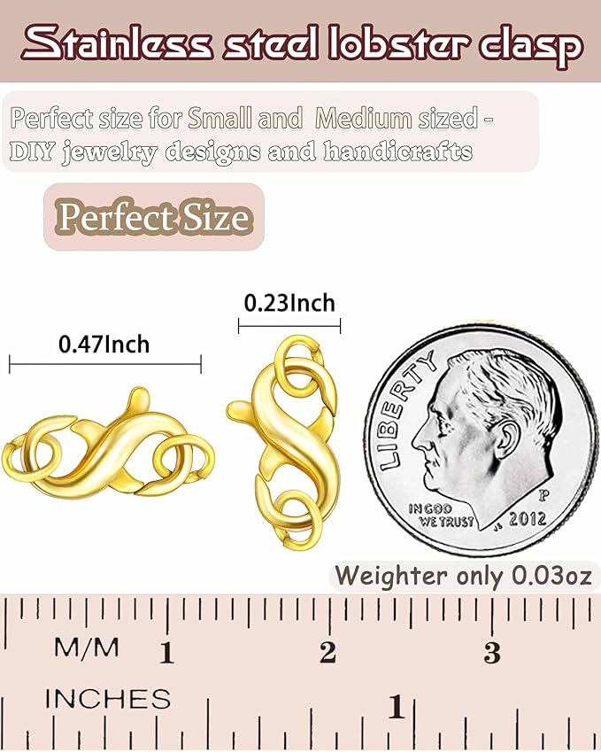 Dailyacc Double Opening Lobster Clasp 316 Stainless Steel Silver and Gold Pleted Necklace Bracelet Extender Clasps and Closures for DIY Jewelry