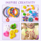 INSCRAFT 17490+ Rubber Loom Bands, 28 Colors Bracelet Making Refill Kit, with 3-Layer Container, 600 S-Clips, 352 Beads, 40 Cartoon Charms, Christmas Birthday Gift for Girls Boys Kids