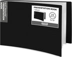 Dunwell Landscape 9x12 Presentation Book, (Black, Horizontal), 24-Pocket Binder with Plastic Sleeves, Displays 48 Pages 9 x 12 or A4 Certificates, Keepsakes, Kids Art, Acid-Free Poly Portfolio Binder