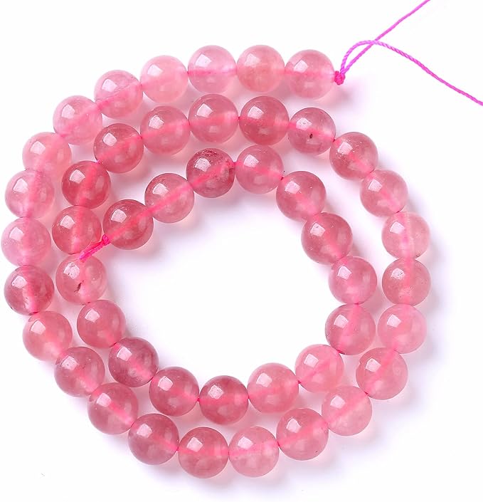 8MM 46PCS Natural Strawberry Quartz Crystal Jade Spacer Loose Beads for Jewelry Making DIY Bracelet Necklace