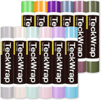 TECKWRAP Matte Permanent Vinyl, 12" x 3ft, 12 Rolls Adhesive Vinyl Compatible with Cutters, Signs, Scrap-Booking, for Mug, Window, Home Decal, Vintage Color