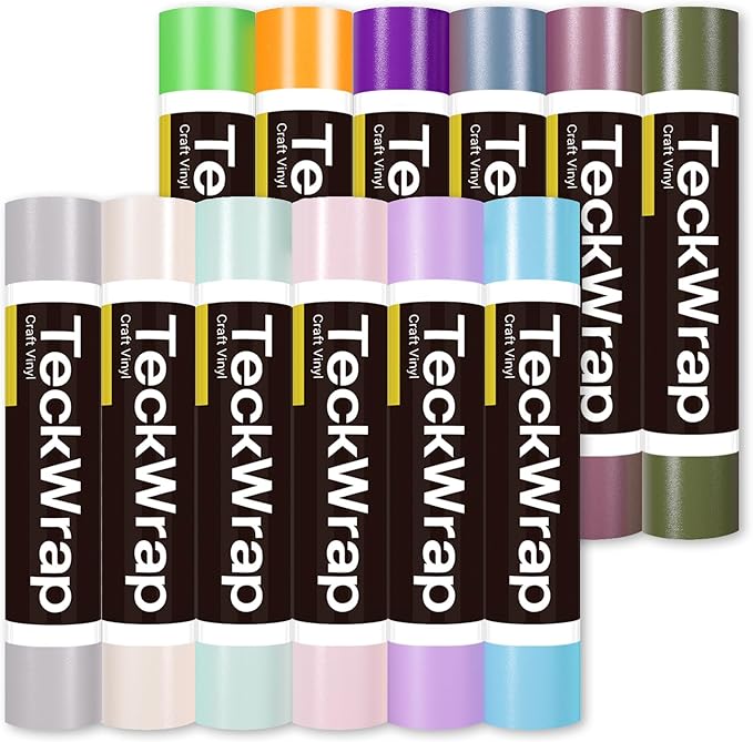 TECKWRAP Matte Permanent Vinyl, 12" x 3ft, 12 Rolls Adhesive Vinyl Compatible with Cutters, Signs, Scrap-Booking, for Mug, Window, Home Decal, Vintage Color
