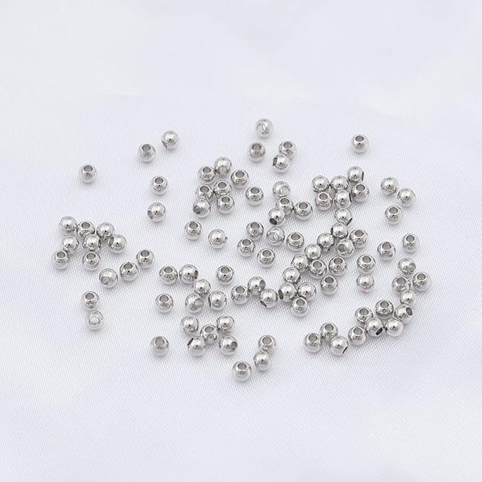Platinum Plated Round Spacer Beads 3mm 300pcs for Jewelry Making Findings Non Tarnish