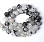 4MM 86PCS Natural Crystal Stone Black Rutile Quartz Gemstone 2A Grade Loose Beads for Jewelry Making DIY Bracelet Necklace Semi Precious Beads 1 Strand