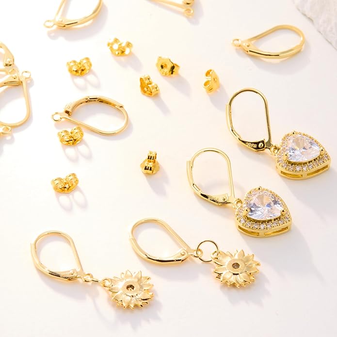 925 Sterling Silver Leverback French Hooks - Hypoallergenic Earring Backs With Jump Rings Set - Dangle Hooks Sterling Silver Findings Supplies for Jewelry Making