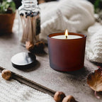 12 OZ Thick Candle Jars for Making Candles 12 Pcs, Empty Amber Jars with Wood Lids for Spice Jars, Sample Container, Frosted Brown