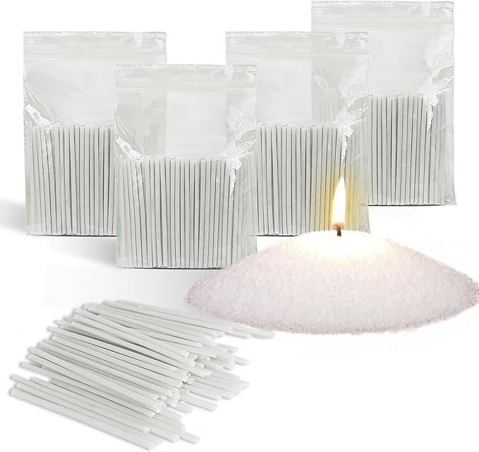 Pearled Candle Cotton Wicks 400-Pack for Sand Candles Making - 2Inch Metal-Free and Lead-Free Refill Sand Wax Wick for Candle Making DIY (White)