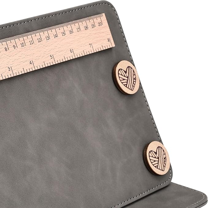 Earssa Knitting Pattern Holder,Knitting Chart Holder,Magnetic Crochet Knitting Chart Holder Knitting Accessories Foldable Knitting Chart Keeper with Ruler for Fixed Crochet Pattern (Grey)