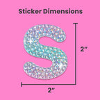 StickerBeans® Rhinestone Alphabet Letter Sticker S - Unique Sparkly Design 2” x 2” Cut-to-Shape Adhesive - Personalization, Collecting, Gifting, Scrapbooking, Decorating Laptops, Phone Cases, All Ages