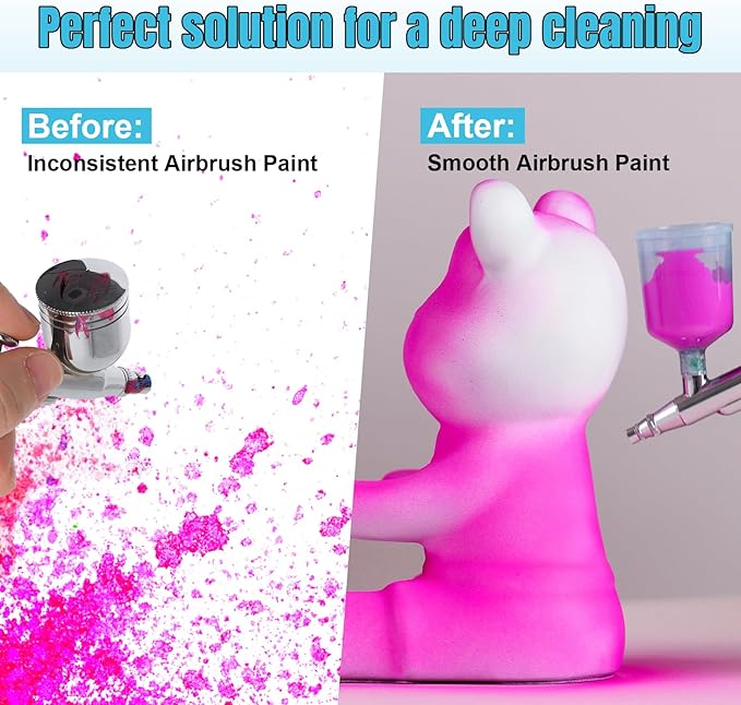FansArriche Airbrush Cleaner, 33.82 Oz Air Brush Cleaning Solution for Water-Based Acrylic Color Paints, Quickly Clean Clogged Airbrushes, Paint Brushes, Art Tools