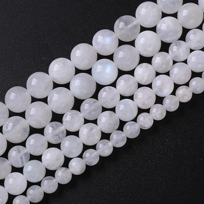 120PCS 6MM Natural Stone White Moonstone Gemstone Semi Precious Beads for Jewelry Making DIY Bracelet
