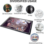 A2 Light Pad Super Thin 7mm Portable Stepless Dimmable Brightness Large Light Box Copy Board for Diamond Painting Weeding Vinyl with 2 Multi-Functional Clips 12V 2A Adapter (23.7''x15.8'')