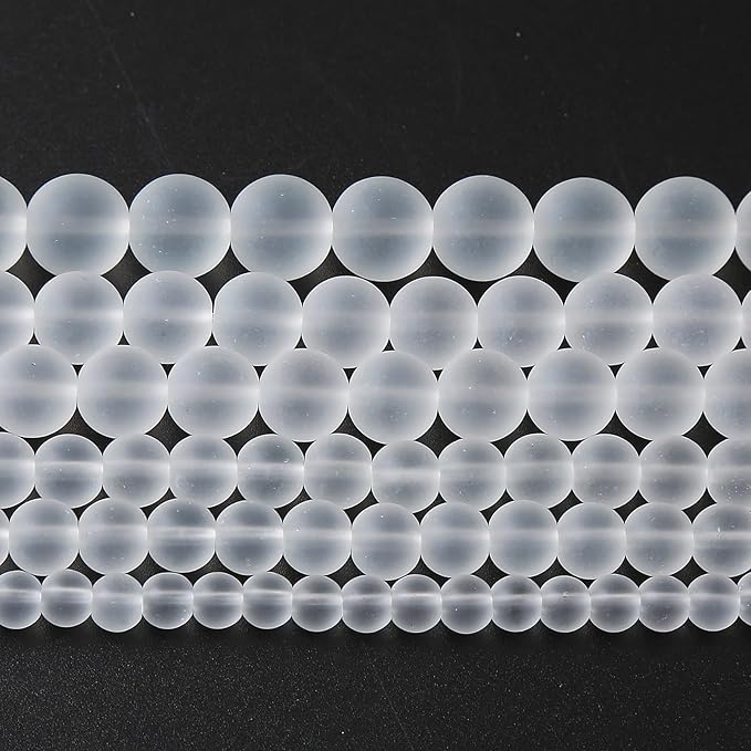 36pcs 10mm Frost White Crystal Glass Beads for Jewelry Making Round Loose Beads DIY Bracelets Necklaces Crystal Energy Healing Stone Beads 15" (10mm, Frost White Glass)