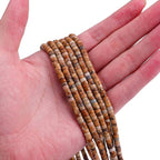 Natural Brown Picture Jasper Spacer Beads Caps Loose Semi Gemstone for Beading Jewelry Making 4mmx2mm 38cm