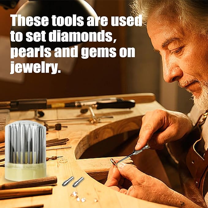 Flylin 23Pcs Beading Tools, Metal Handmade Beader Set for Diamond Stone, Professional Jewelry Setting Graver, Stone Setting Beading Tool Kit for DIY Crafting Jewelry Making