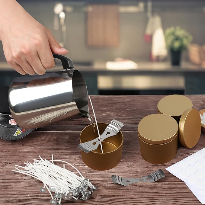 BBAXI Candle Making kit with Hot Plate,Wax Melter for Candle Making,Candle Making Kit for Beginners with Melting Pot,Including Candle Pot,Electric Stove,Thermometer, Candle Wick,Anti-hot