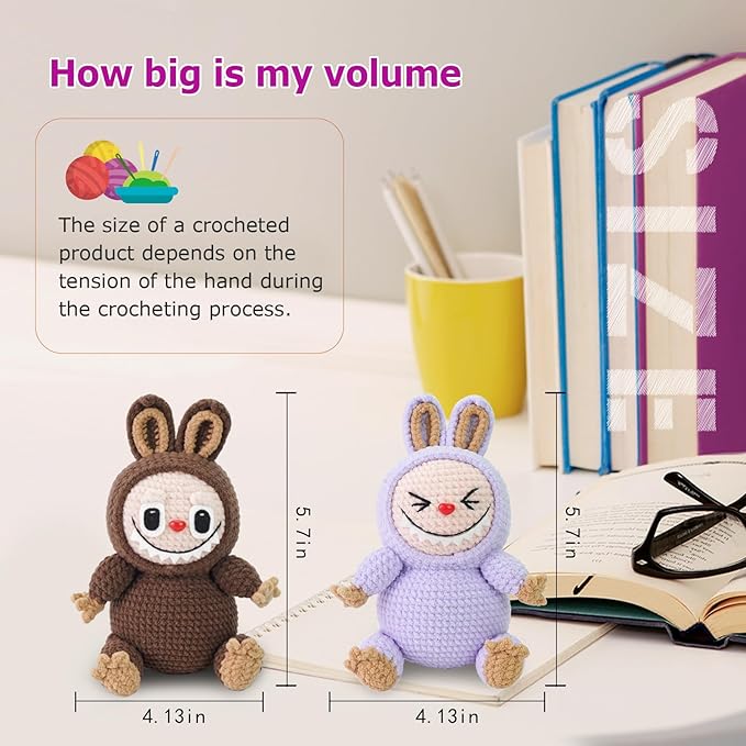 Crochet Kit for Beginners, 2 PCS Crochet Starter Kit with Step-by-Step Video Tutorials, Include Easy Knitting Soft Yarn, Christmas Birthday Gift for Adults and Kids