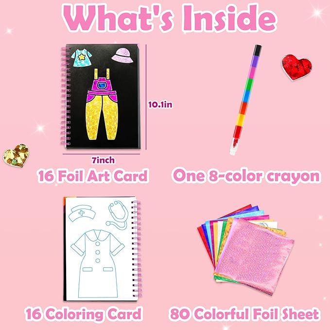 FUNNYB&G Foil Art Craft for Kids - Christmas Crafts Gift Party Favors Stocking Stuffers for Kids Fun Art Supplies Creative Birthday Gift Travel Toys for Girls Boys 4 5 6 7 8 9 Years Old (Dress Up)