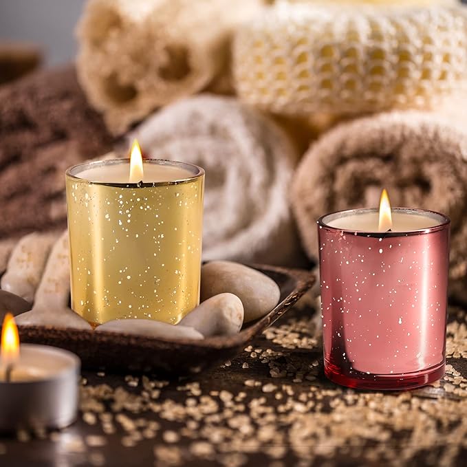 Thick Candle Jars for Making Candles 16 Pcs, 7 OZ Empty Jars with Wood Lids for Candle Making, Sample Container, Rose Pink