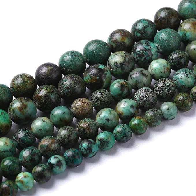6mm 120pcs Natural African Turquoise Stone Beads for Jewelry Making Round Loose Gemstone Beads DIY Bracelet Necklace Earrings 32" 2 Strands
