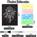 ZOCONE Scratch Paper Art Set, 50 Sheets 8x11in Black Coated Scratchboard Large Scratch Paper with Wooden Styluses and Stencils, DIY Scratch Painting Art Paper for Kids Adults Birthday Christmas Gift