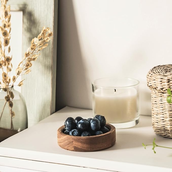 12 OZ Thick Candle Jars for Making Candles 12 Pcs, Empty Jars with Wood Lids for Spice Jars, Sample Container, Clear