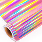 GIRAFVYINL Holographic Pink Permanent Vinyl Permanent - 12” X 10FT Glossy Hot Pink Vinyl Permanent for DIY Home and Car Decor, Tumbler