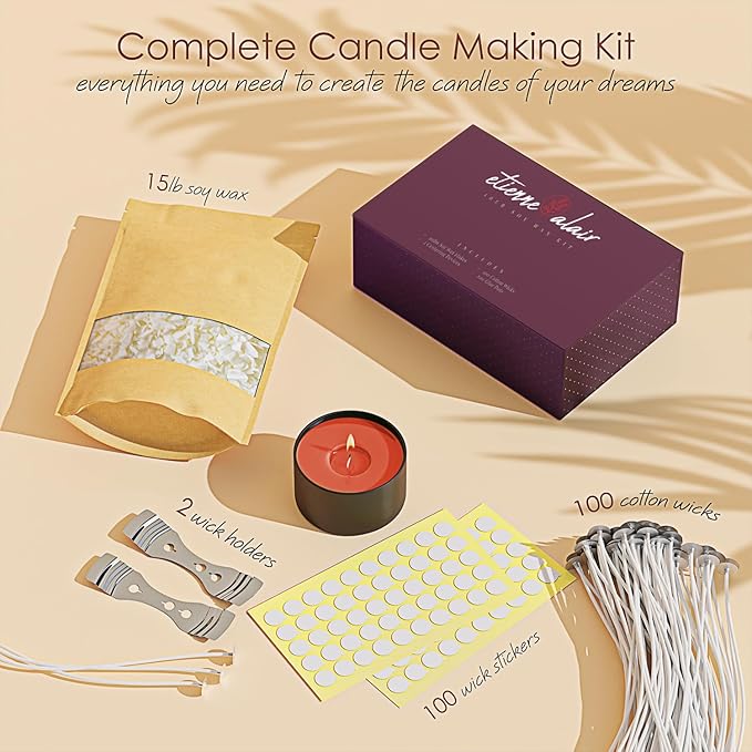 Organic Soy Candle Wax for Candle Making, 15 lbs Natural Candles Making Supplies, Beeswax-Free, Paraffin-Free, Pure Soy Wax Flakes Perfect for Candles, Tealights and Melts