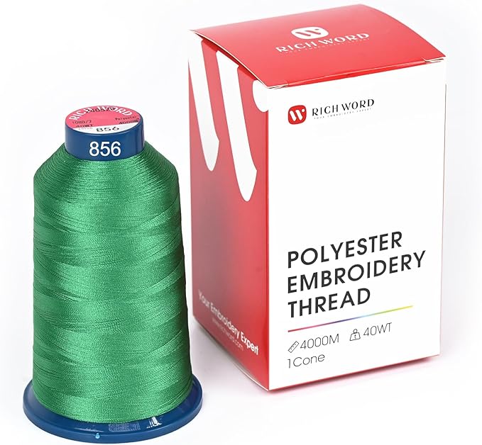 Richword Selected Green Embroidery Thread 4000M(4374Y) 40WT Polyester Thread 100 Colors Selected for Commercial Multi Needles and Single Needle Embroidery Machine 0856