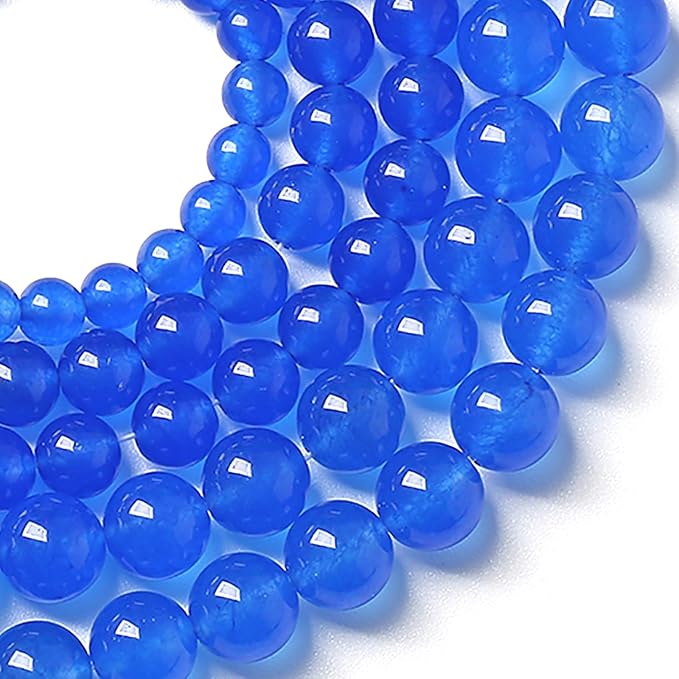 10MM Natural Purplish Blue Chalcedony Stone Beads Crystal Energy Round Loose Beads for Jewelry Making Bracelet 72pcs 2 Strands 32"