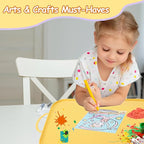 Silicone Craft Station Mat for Kids, Large Silicone Art Mat with Handle, Raised Edges for Painting, Jewelry-Making & Crafts - 26x16in,Yellow