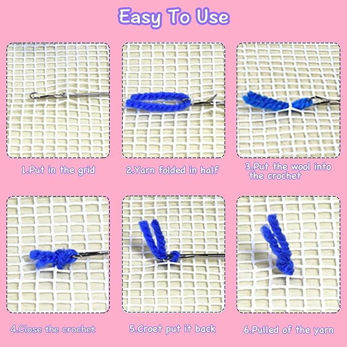 LAPATAIN Latch Hook Kits for DIY Throw Pillow Cover,Lily Needlework Cushion Cover Hand Craft Crochet for Great Family 17x17inch