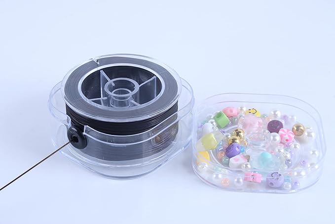 KONMAY 65 Yards 0.8mm Round Stretchy Cystal String for Bracelet with Organizing Case, Brown Crystal Elastic Thread Cord for Jewelry Bracelets Making and Beading