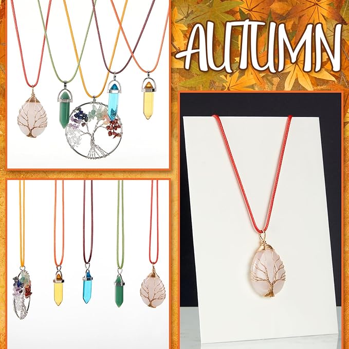 Tudomro 100 Pieces 20 Inch Waxed Leather Necklace Cord Bulk with Clasp Colorful Necklace Bracelet Chains String Rope Cord for Jewelry Making Pendants Charms(Fall Color)