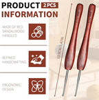 1.75mm Crochet Hook, Available in 0.5 mm- 3 mm, Ergonomic Hand-Polished Wooden Handle Crochet Hook for Arthritic Hands, for Beginners, and Crocheting Yarn (2Pcs)