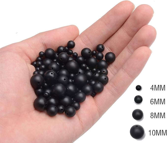 NCB Black Matte Onyx Beads 100pcs 10mm Round Gemstone Beads Spacer Charm Beads Natural Stone Loose Beads for Bracelet Necklace Jewelry Making 4mm 6mm 8mm 10mm (Matte Black Onyx, 10mm 100Beads)