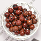 NCB 100Pcs Natural Stone Beads - 8mm Round & Spacer Beads for Jewelry Making (Mahogany Obsidian, Energy Healing, Free Crystal Stretch Cord)