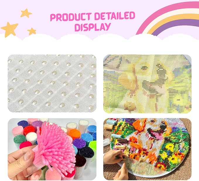 MeoobkCraft Alpine Sweetpea for Latch Hook Kits for Adults Beginners Dog Pre-Printed Latch Hook Rug Kits Embroidery Cross-Stitch for Home Home Decoration 19.7 x 19.7in