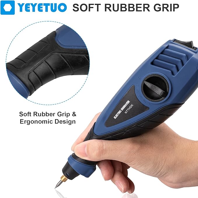 25W Engraving Pen, 6 Speed Power Engraving Tool, Handheld Engraver Pen with Tungsten Carbide Steel Bits for Wood Metal Glass Professional Etching Tool
