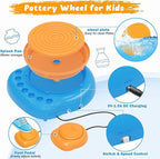 TingingYuli Pottery Wheel for Kids,Complete Pottery Kit and Tools for Beginners,Arts and Crafts Toys for Kids Ages 8-12,Art Supplies Birthday Gifts for Boy Girl Age 6 7 8 9 10 11 12 (Yellow/Blue)
