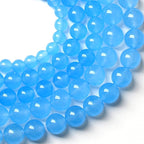 10MM Natural Stone Aquamarine Blue Chalcedony Beads Round Loose Beads for Jewelry Making Bracelet 72pcs 2 Strands 32"
